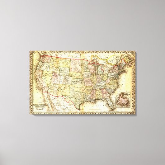 米国の地図 キャンバスプリント (正面)