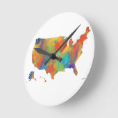 米国の地図-円形の柱時計 ラウンド壁時計 (傾斜)
