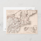 米国の地図:北東 ポストカード (正面/裏面)