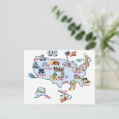 米国の地図、観光スポット、ランドマーク、市専攻の市 ポストカード (スタンド正面)