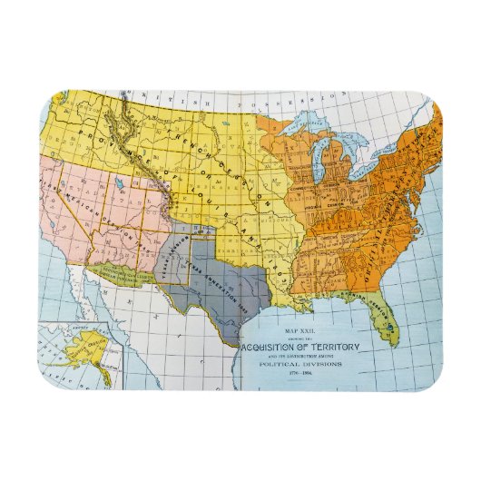 米国の地図, 1776-1884 マグネット (横)