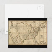 米国の地図(1816) ポストカード (正面/裏面)
