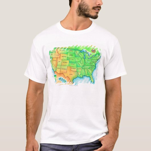 米国の地図 Tシャツ (正面)