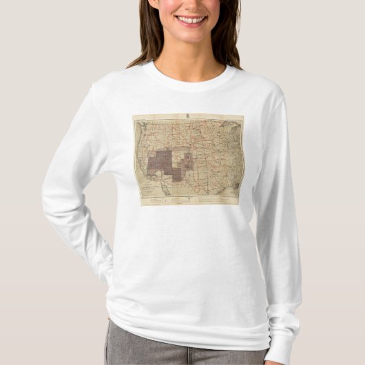 米国の地理的な調査の1876進歩の地図 Tシャツ (正面)