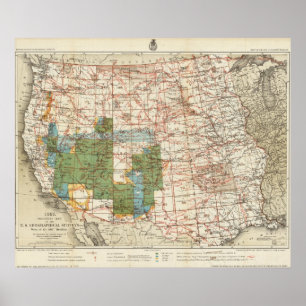 米国の地理的な調査の1880進歩の地図 ポスター