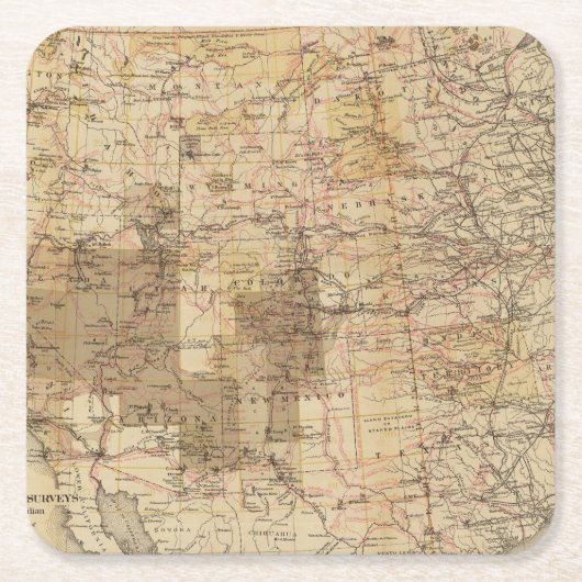 米国の地理的な調査2の1878進歩の地図 スクエアペーパーコースター (正面)