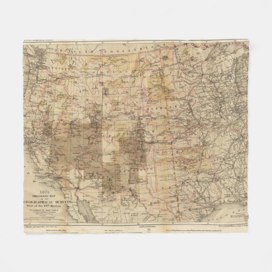 米国の地理的な調査2の1878進歩の地図 フリースブランケット (正面(横))