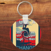 米国の変化:強い団結デザイン キーホルダー (正面)
