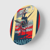 米国の変化:強い団結デザイン ラウンド壁時計 (傾斜)