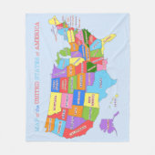 米国の多彩の地図 フリースブランケット (正面)