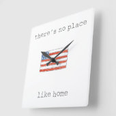 米国の家|の旗のような場所がありません スクエア壁時計 (傾斜)