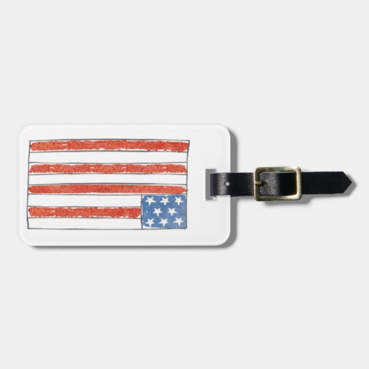 米国の家|の旗のような場所がありません ラゲッジタグ (正面横)