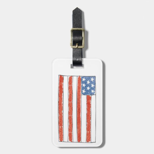 米国の家|の旗のような場所がありません ラゲッジタグ (正面縦)