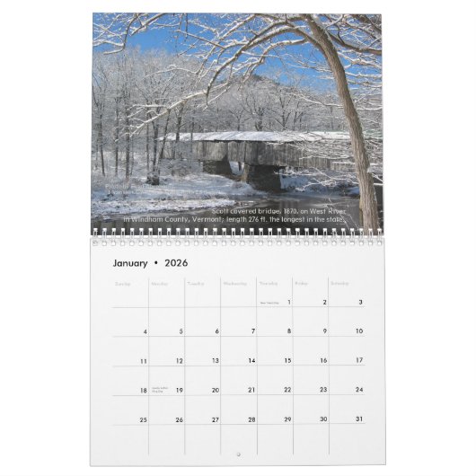 米国の屋根付橋の2018カレンダー カレンダー (1月 2026)