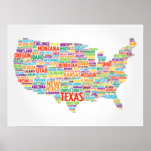 米国の州と都市 ポスター