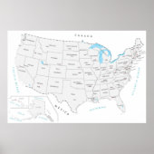 米国の州の州首都の地統一された図 ポスター (正面)