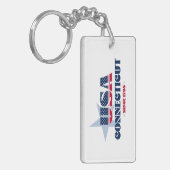 米国の州コネチカット州モノグラムアクリルキーチェーン キーホルダー (正面左)