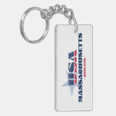 米国の州マサチューツモノグラムアクリルキーチェーン キーホルダー (正面左)