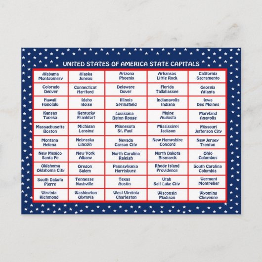 米国の州大文字はがき ポストカード (正面)