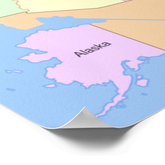 米国の州統一されたマップ ポスター (角)