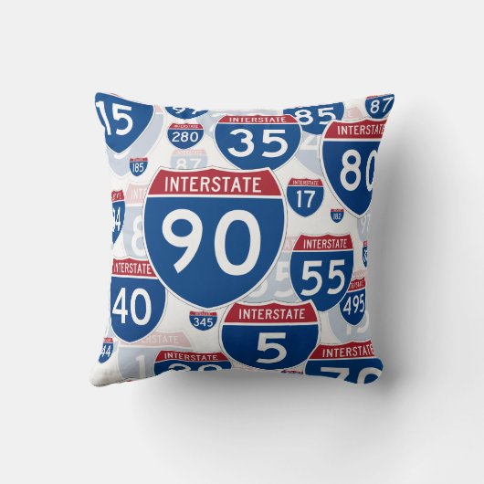 米国の州間幹線道路のシンボルや象徴 クッション (裏面)