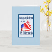 米国の市民権の米国旗おめでとう カード (黄色い花)