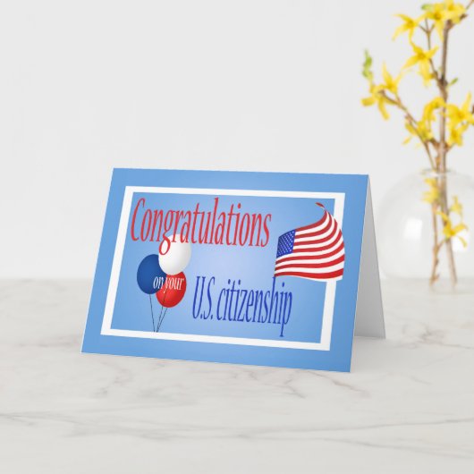 米国の市民権の米国旗おめでとう カード (黄色い花)