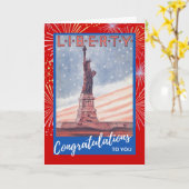 米国の市民権自由の女神おめでとう カード (黄色い花)