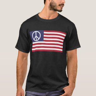 米国の平和記号星ストライプと旗 Tシャツ