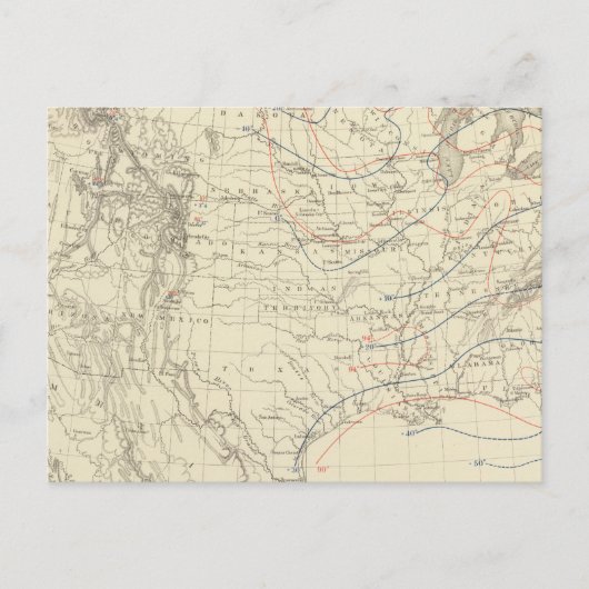 米国の平均温度 ポストカード (正面)