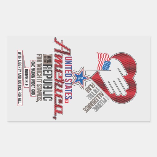 米国の忠誠の誓い 長方形シール (正面)