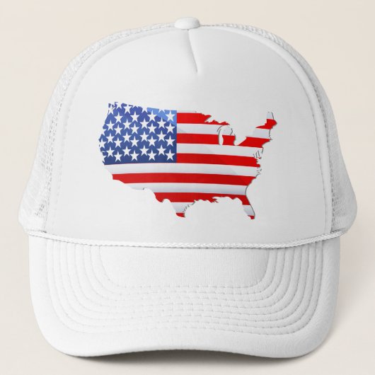 米国の愛国地図国旗 キャップ (正面)