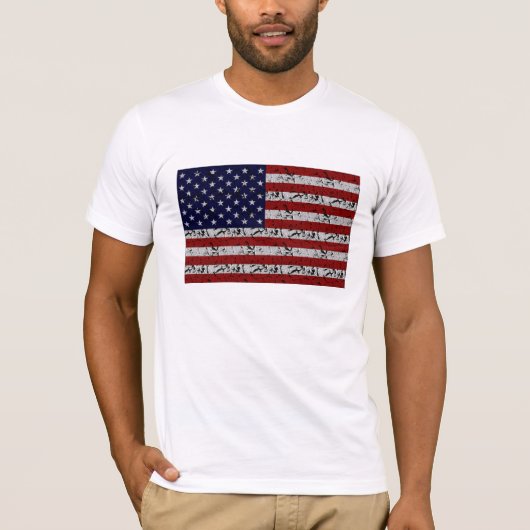 米国の愛国心が強いアメリカ人米国の旗 Tシャツ (正面)