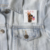 米国の愛国心が強いダックスフントボタン 缶バッジ (インサイチュ)