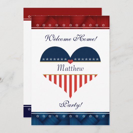 米国の愛国心が強いハートの歓迎の家のパーティーの招待 招待状 (正面/裏面)