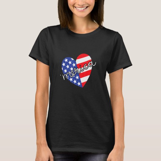 米国の愛国心に富んだ7月4日のアメリカハート Tシャツ (正面)