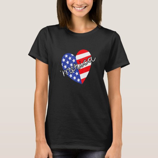米国の愛国心に富んだ7月4日のアメリカハート Tシャツ (正面)