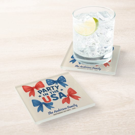米国の愛国心のパーティー7月4日カスタム ガラスコースター (アングル)