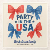 米国の愛国心のパーティー7月4日カスタム ガラスコースター (正面)