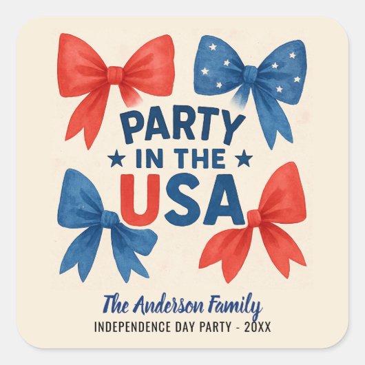 米国の愛国心のパーティー7月4日カスタム スクエアシール (正面)