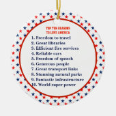 米国の愛国心を愛する10の理由パーソナライズされた セラミックオーナメント (正面)