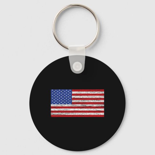 米国の愛国心を持つ7月4日の米国国旗 キーホルダー (正面)