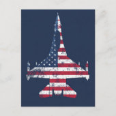 米国の愛国的なジェット戦闘機誕生日 ポストカード (正面)