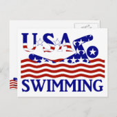 米国の愛国的な水泳スポーツ ポストカード (正面/裏面)