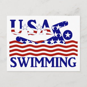 米国の愛国的な水泳スポーツ ポストカード