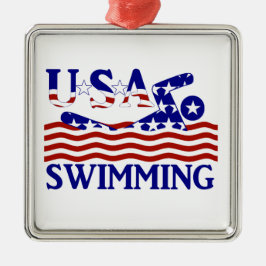 米国の愛国的な水泳スポーツ メタルオーナメント