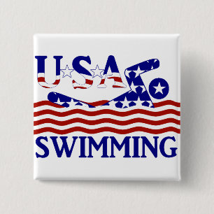 米国の愛国的な水泳スポーツ 缶バッジ