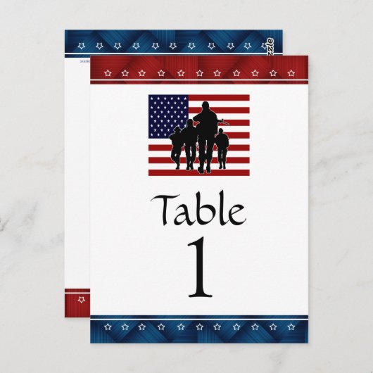 米国の愛国的な軍隊パーティー表ナンバーカード ポストカード (正面/裏面)