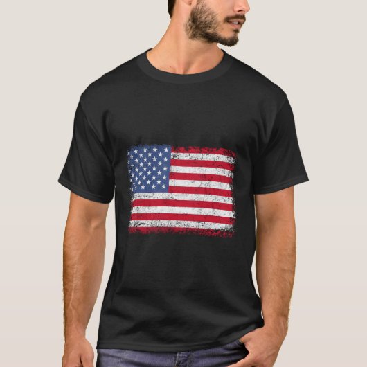 米国の愛国的アメリカ国旗 Tシャツ (正面)