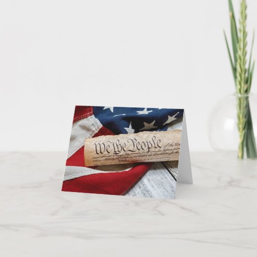 米国の憲法と国旗 ノートカード (正面)